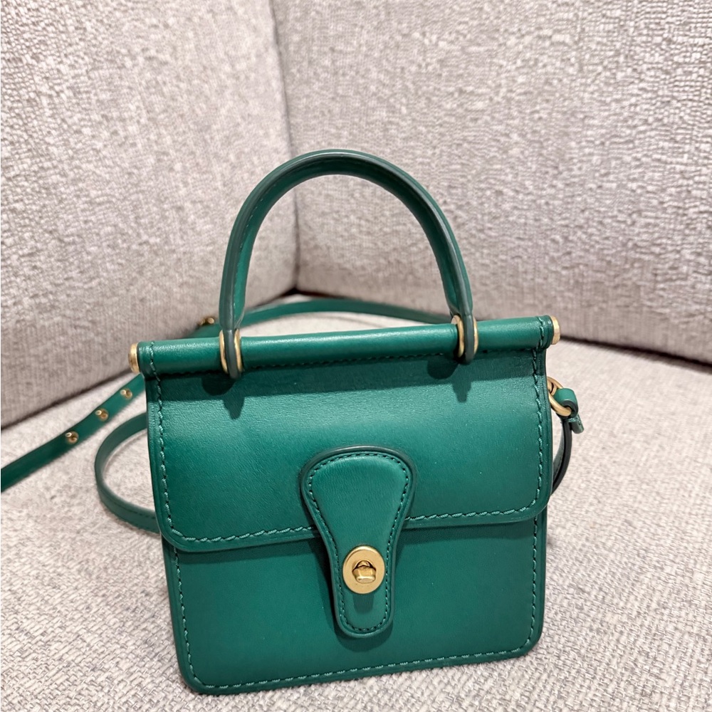 COACH MINI WILLIS LEATHER TOP HANDLE BAG IN B4/GREEN
